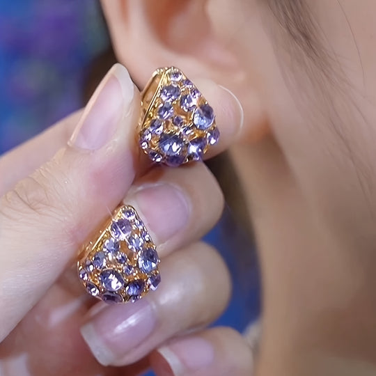 Elegant Luxurious Purple Glass & Earrings