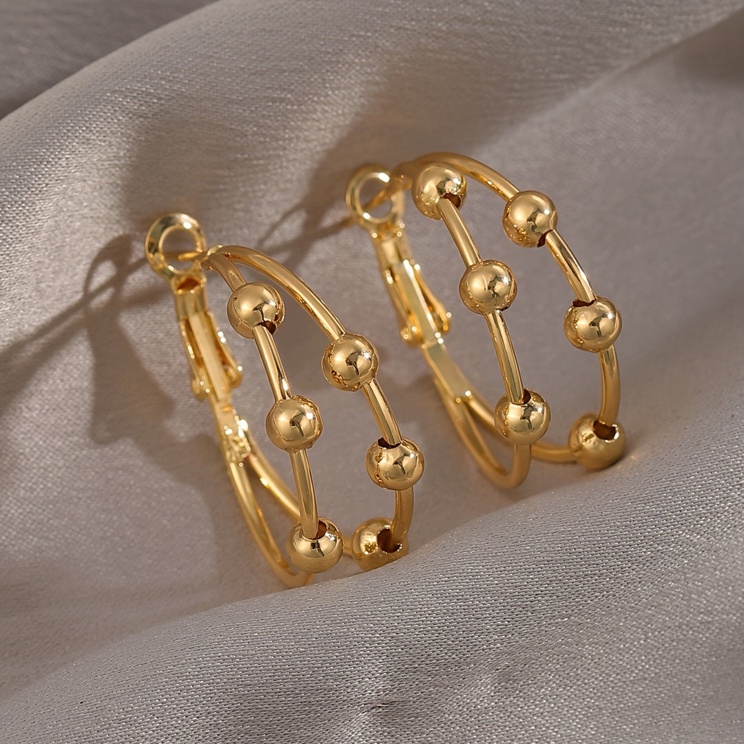 Fashionable Double Band Circle Earrings