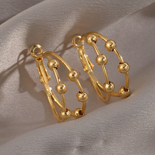 Fashionable Double Band Circle Earrings