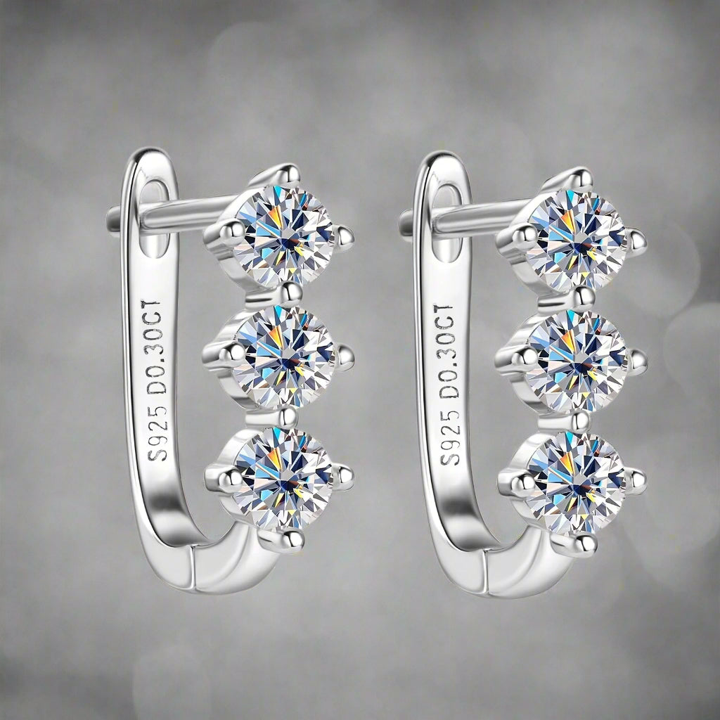 Silver Moissanite Hoop Earrings