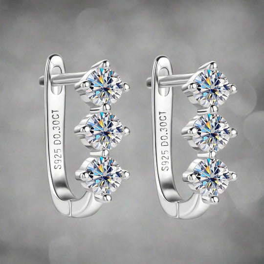 Silver Moissanite Hoop Earrings