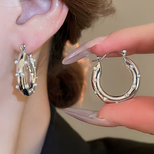 Golden Geometric Circle Party Earrings