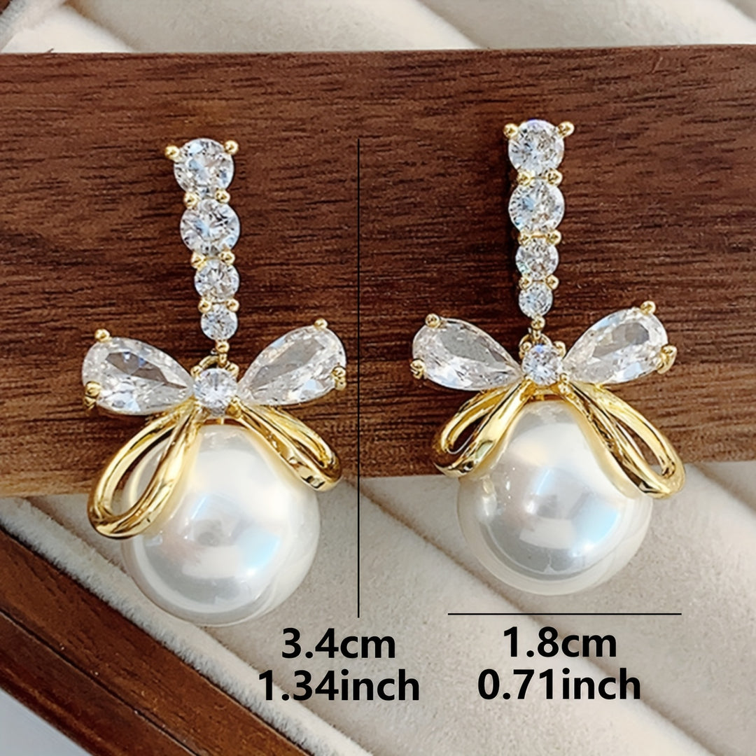 Luxury Imitation Pearl Bow Earrings