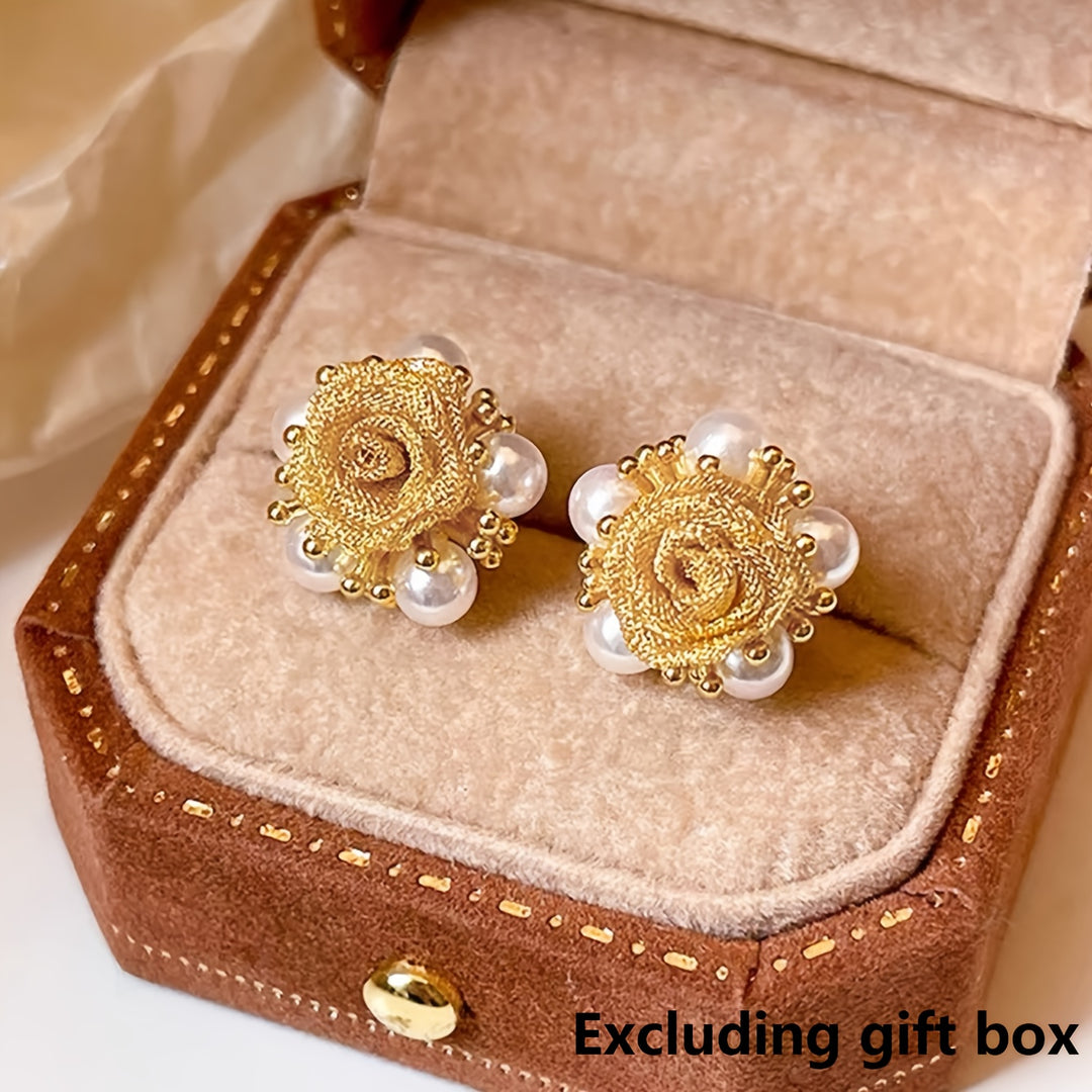Elegant Floral Imitation Pearl-like Earrings