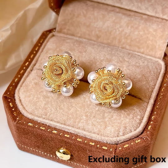 Elegant Floral Imitation Pearl-like Earrings
