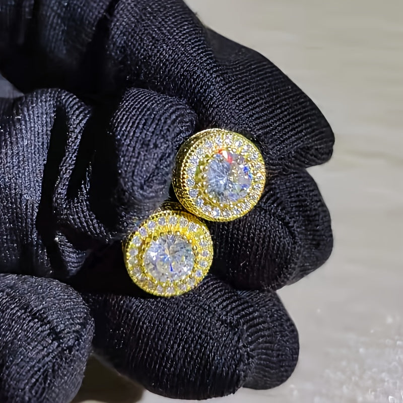 Sparkling Inlaid Zirconia Stud Earrings