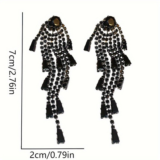 Sparkling Tassel Design Drop Earrings