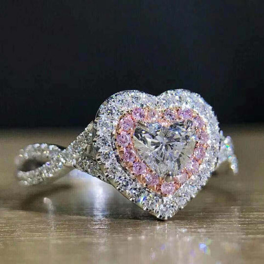 Sparkling Zirconia Heart Ring