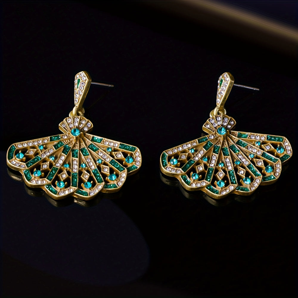 Vintage Copper Alloy Earrings with Rhinestone