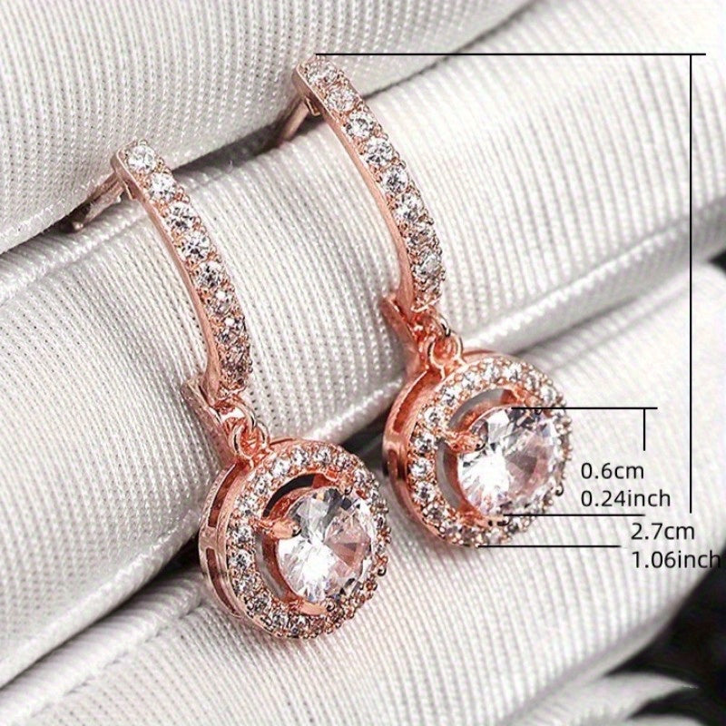 Elegant Round Drop Zirconia Earrings