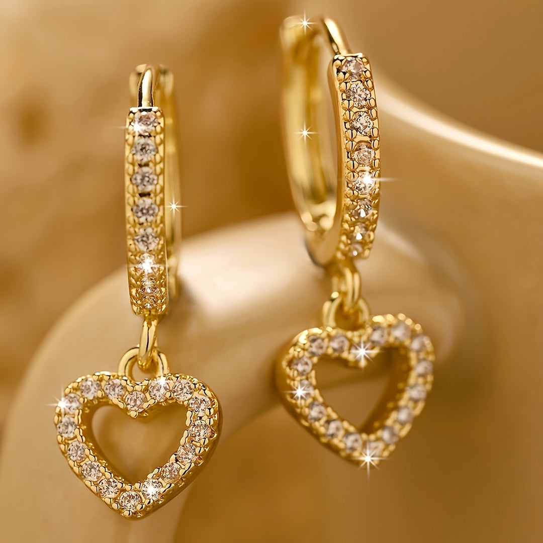 Vintage Heart Pendant Hoop Earrings