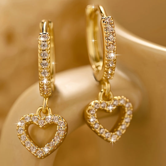 Vintage Heart Pendant Hoop Earrings