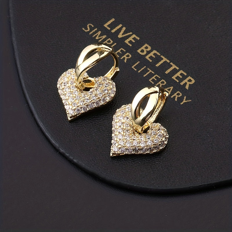 Stylish Heart Zirconia Earrings