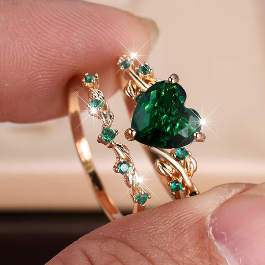Elegant Heart Shape Ring Set