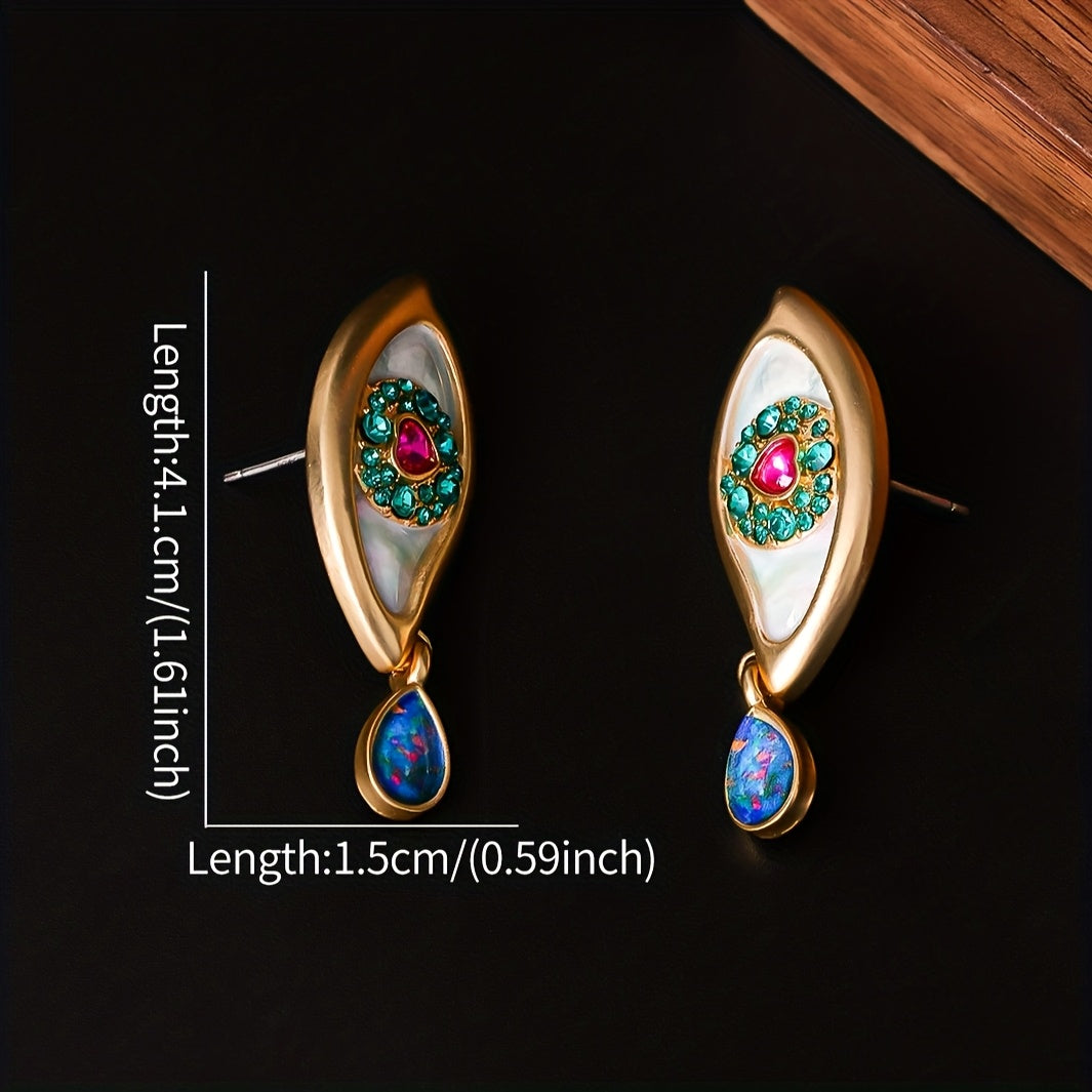 Teardrop Earrings with Rhinestone Accents
