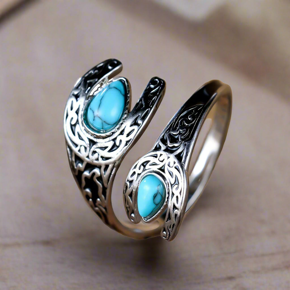 Vintage Turquoise Silver Spoon Ring