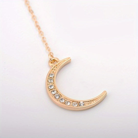 Water Droplet & Moon Pendant Necklace