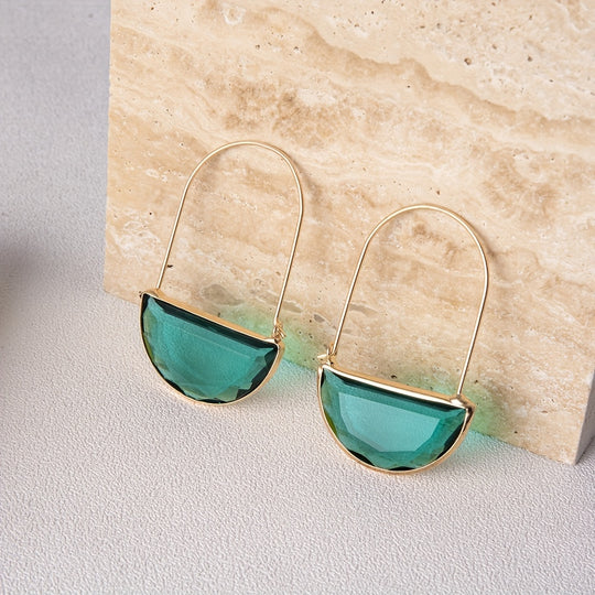 Semi-Circular Transparent Hoop Earrings