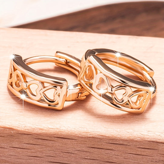 Stylish Rose Gold Heart Circular Earrings