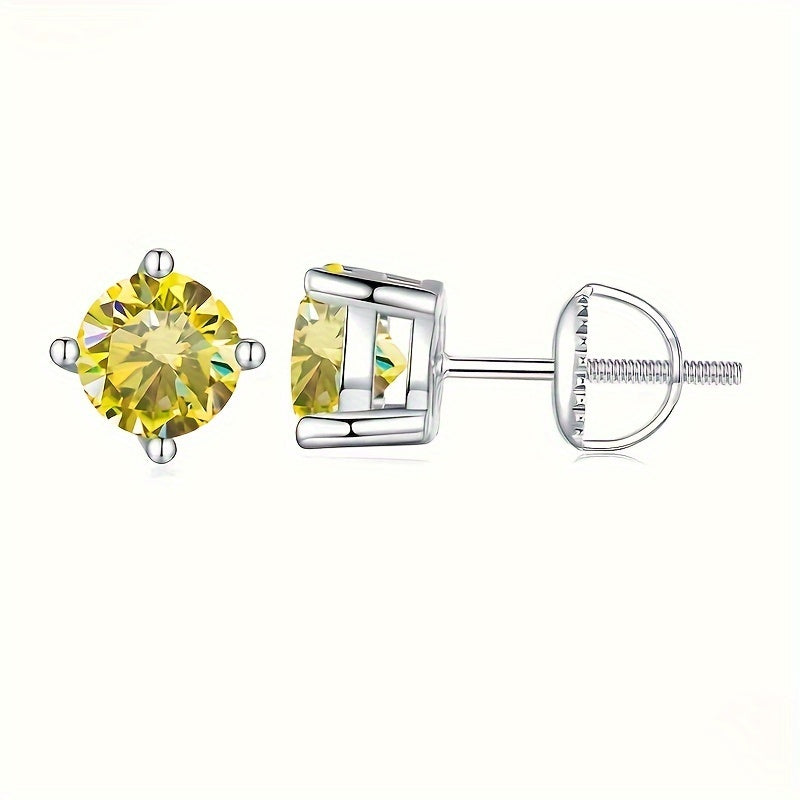 Simple Inlaid Moissanite Stud Earrings