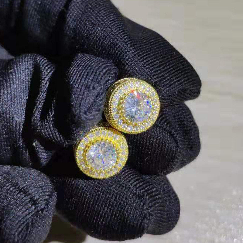 Sparkling Inlaid Zirconia Stud Earrings