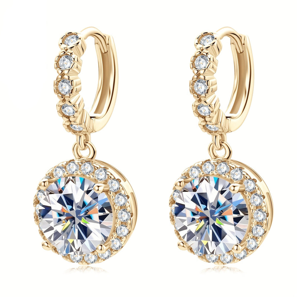Stylish Round Moissanite & Zirconia Earrings