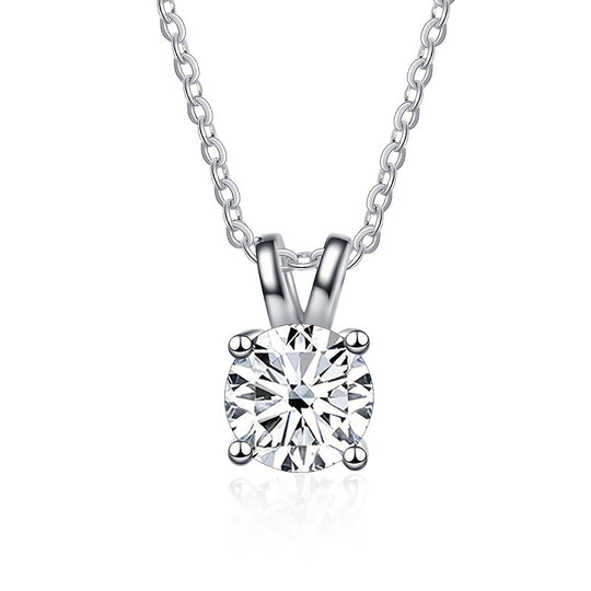 Round Cut Shiny Moissanite Pendant Necklace