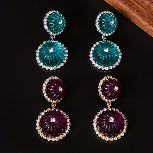 Versatile Pumpkin Rhinestone Earrings