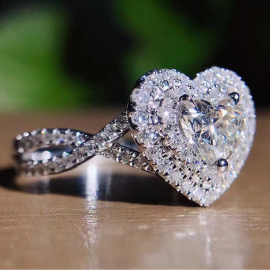 Sparkling Zirconia Heart Ring