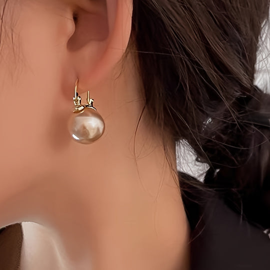 Elegant Faux Pearl Hoop Earrings