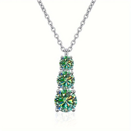 Full Moissanite Pendant Silver Necklace
