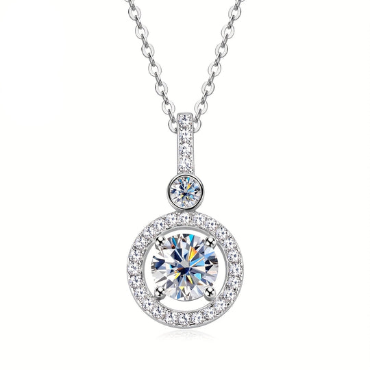 Single Strand Moissanite Pendant Necklace