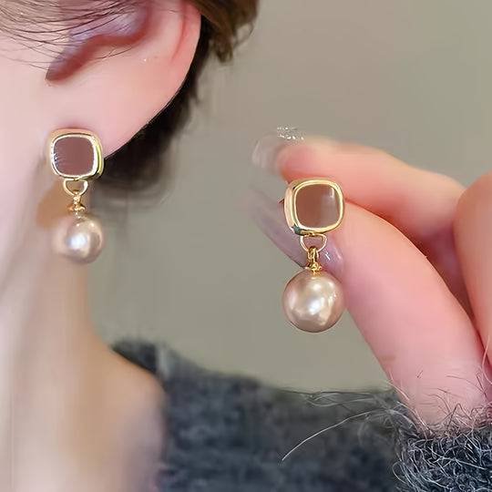 French Champagne Faux Dangle Earrings