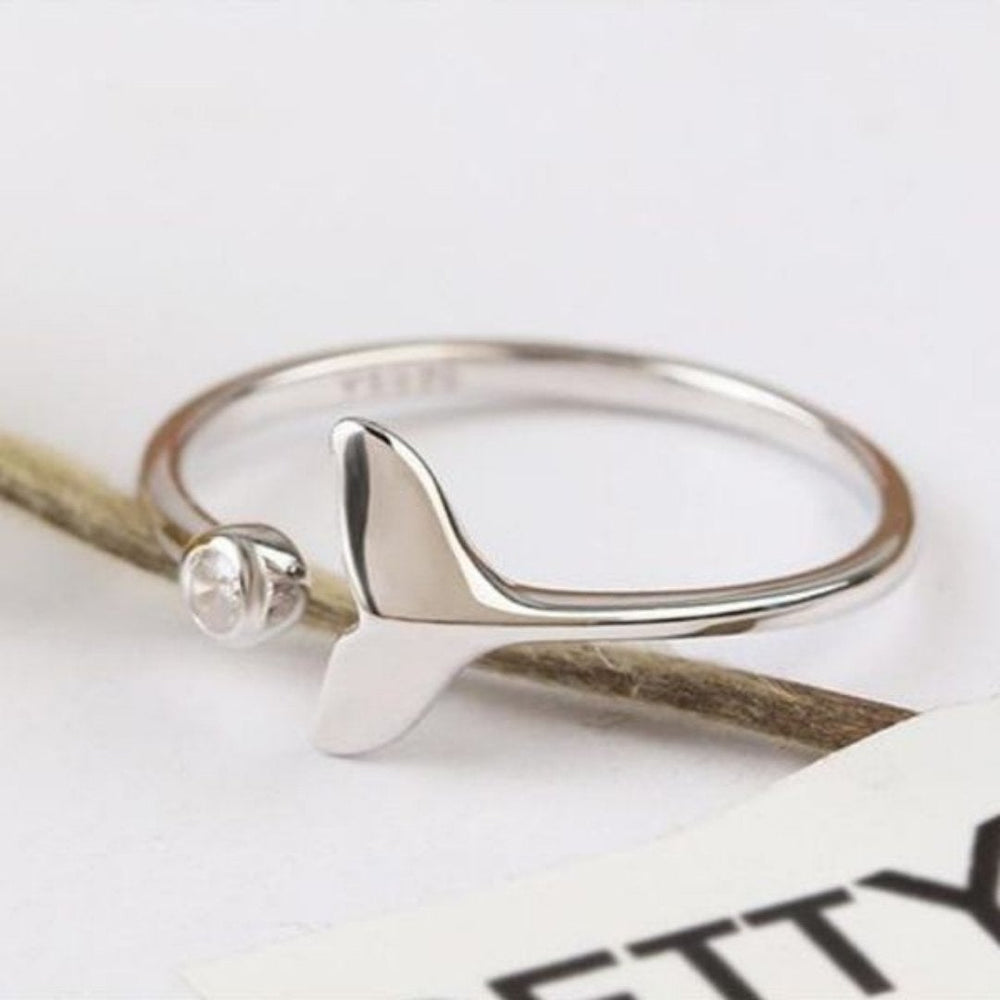 Dolphin Tail Ring  and Adjustable Zirconia