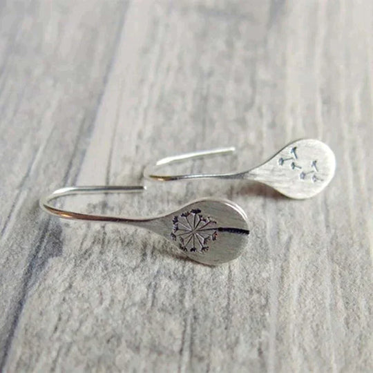 Silver Dandelion Leaf Earrings