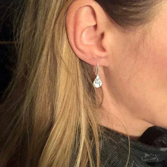 Silver Dandelion Leaf Earrings