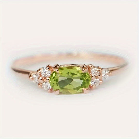 Elegant Peridot & Synthetic Zirconia Ring