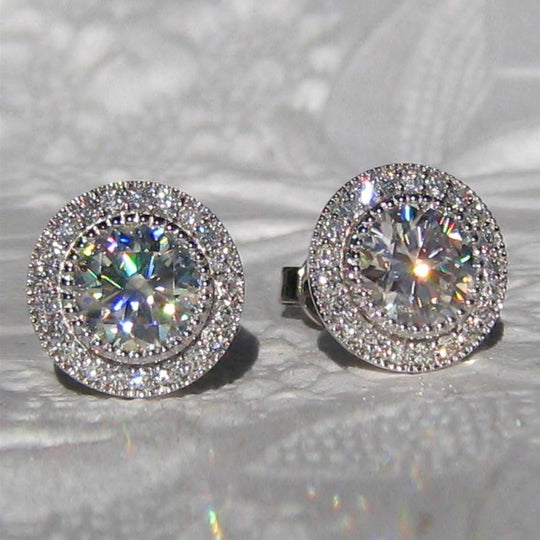 Sparkling Paved Cubic Zirconia Stud Earrings