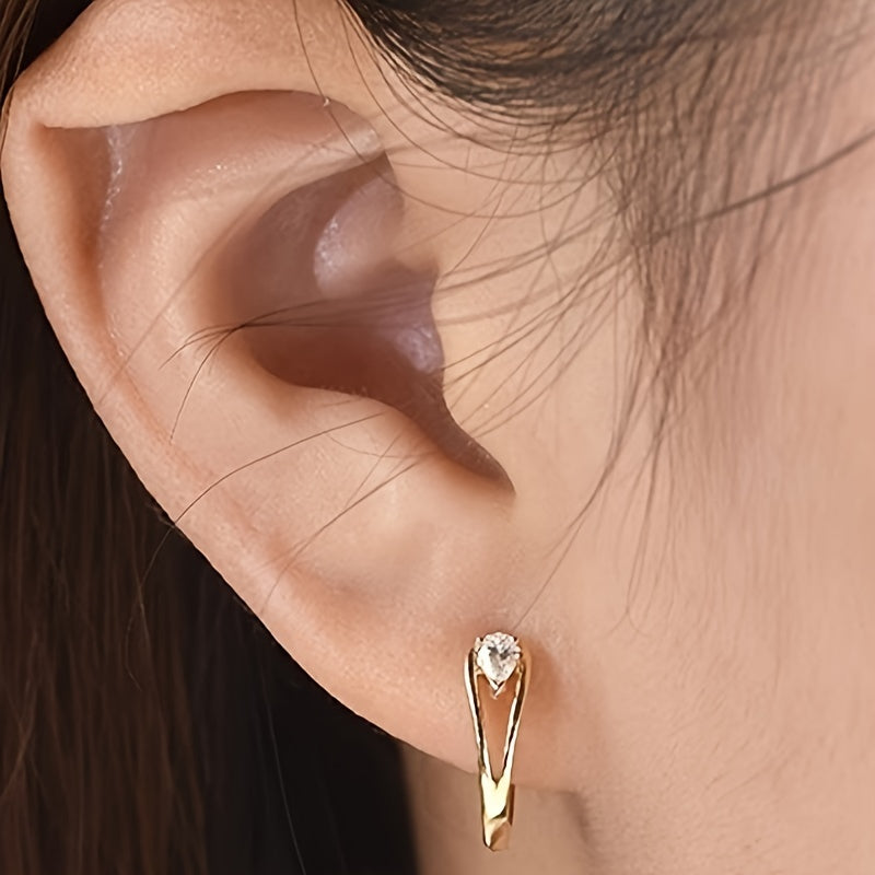 Elegant Geometric Cubic Zirconia Hoop Earrings
