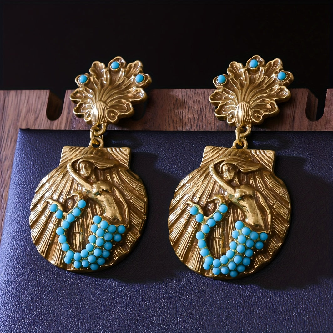 Vintage Mermaid Shell Earrings