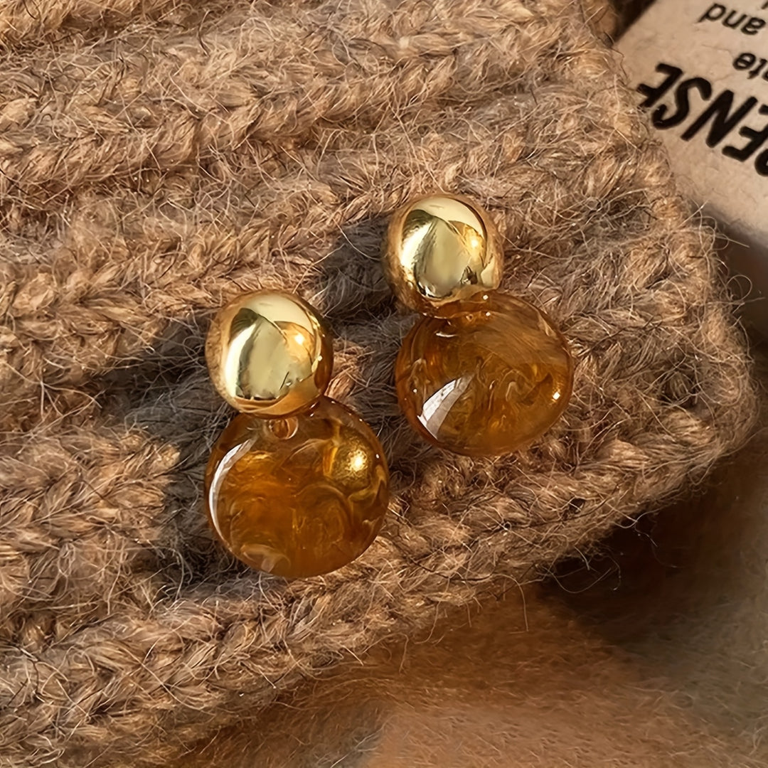 3 Pairs Elegant Brown Resin Earrings Set