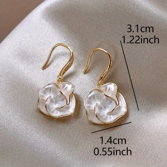 Timeless French Retro Camellia Earrings
