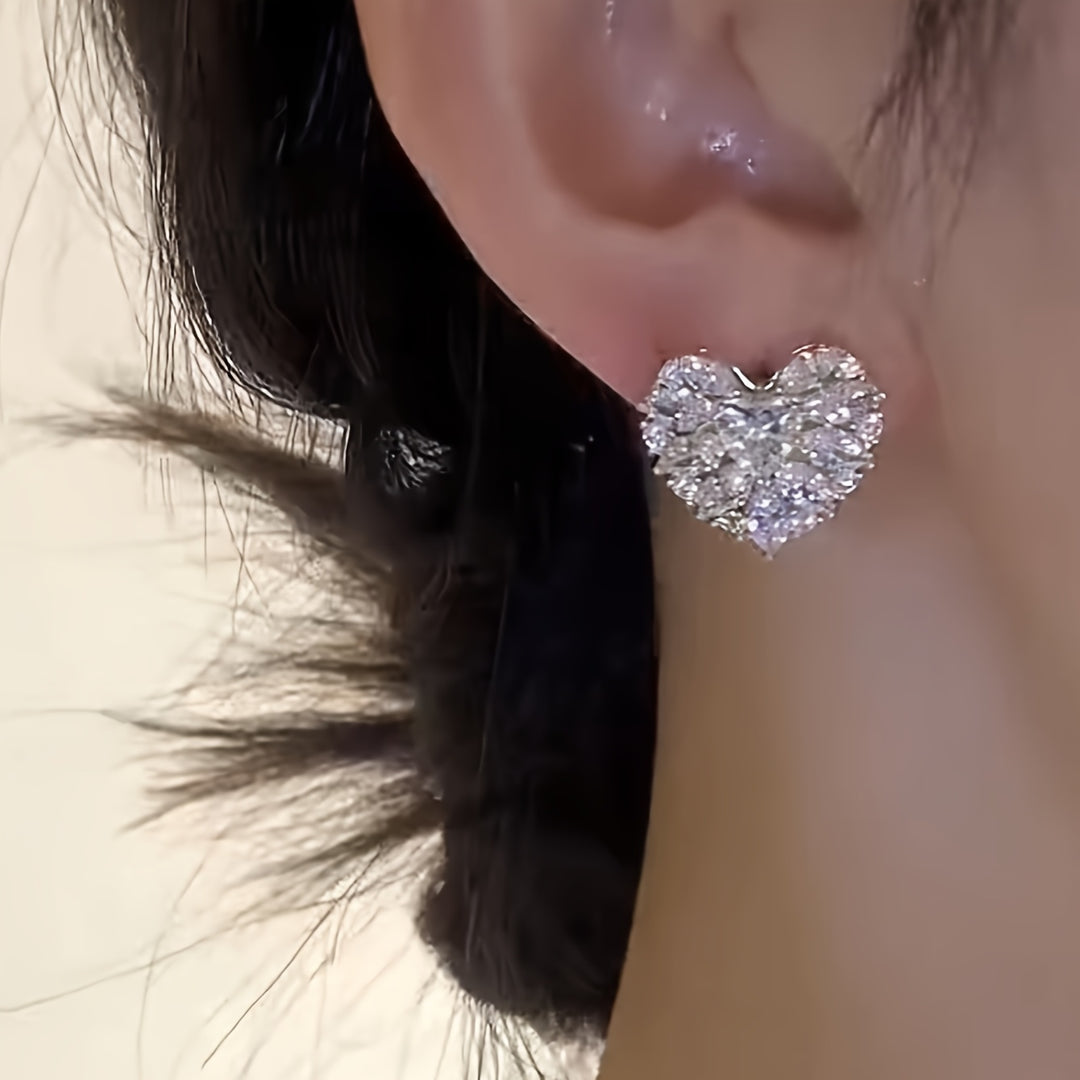Elegant Heart-Shaped Glass Inlay Earrings