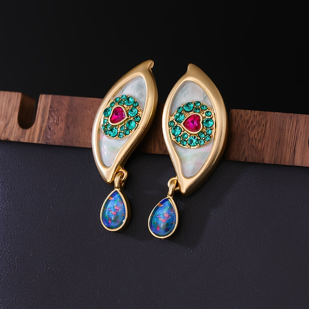 Teardrop Earrings with Rhinestone Accents