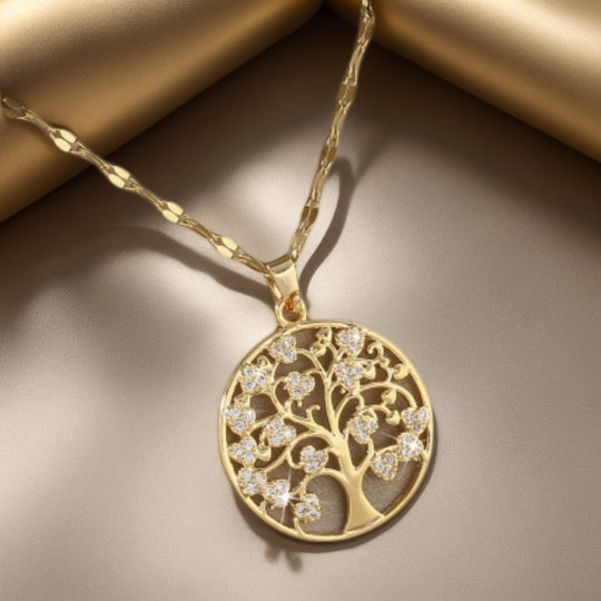 Tree of Life Pendant Necklace with Cubic Zirconia