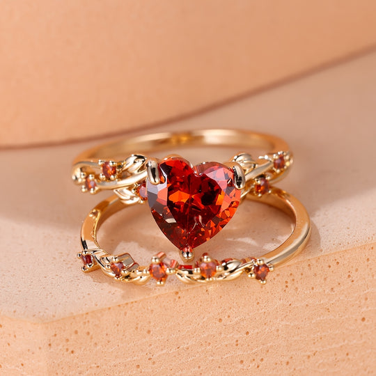 Elegant Heart Shape Ring Set