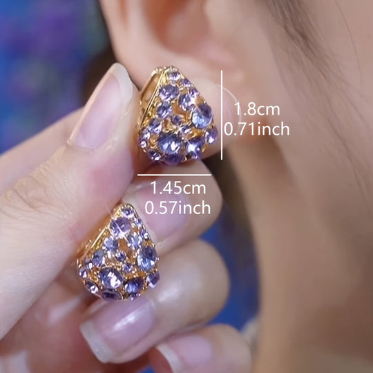 Elegant Luxurious Purple Glass & Earrings