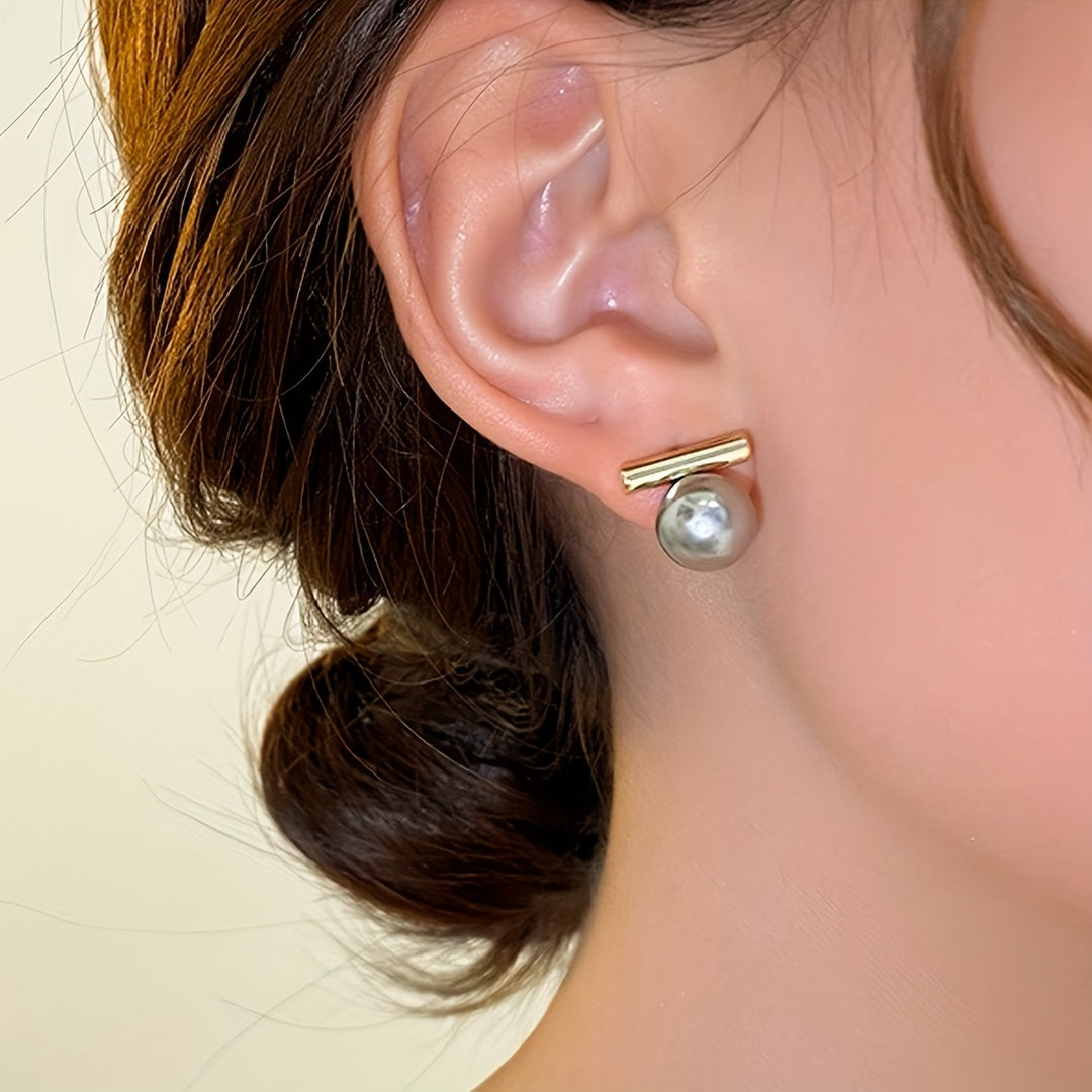Gray Imitation Pearl Earrings