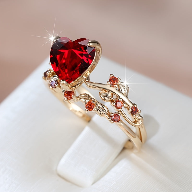 Elegant Heart Zirconia Ring Set