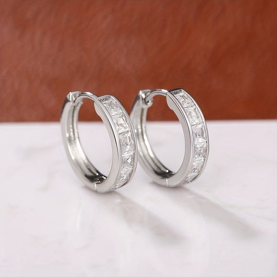 Elegant Minimalist Zirconia Hoop Earrings